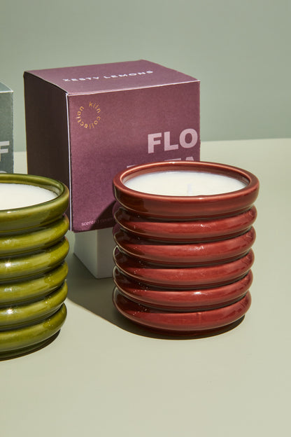 Contemporary Kiln Burgundy Candle - Floral Botanics