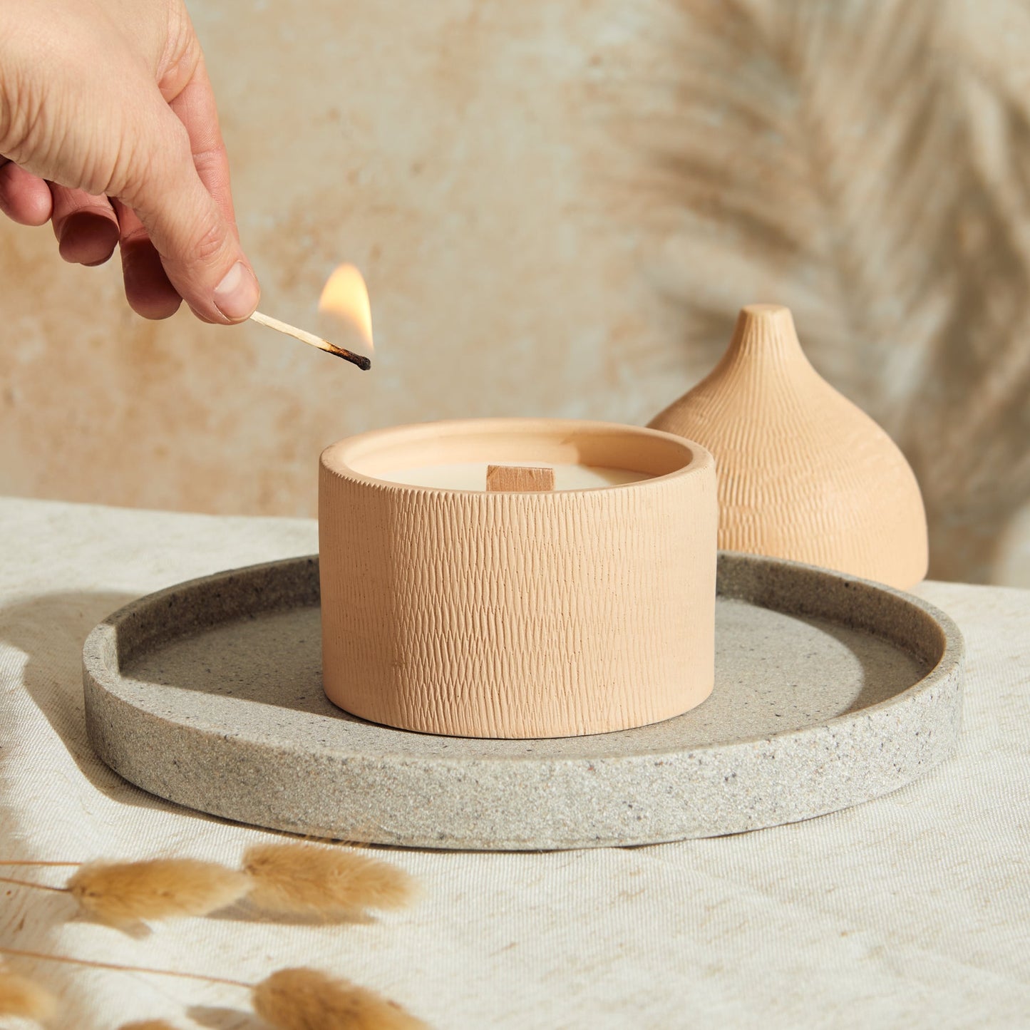 Marrakesh: Rounded Sandstone Candle - Myrrh & Tonka